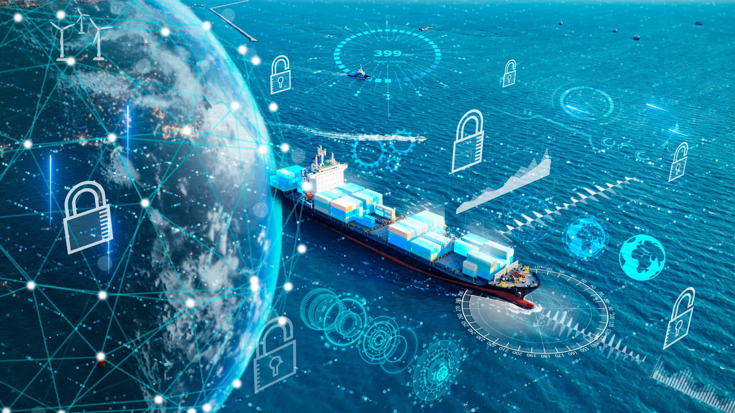 Future,Supply,Chain,Cyber,Security,Container,Smart,Port.,Ocean,Carriers,