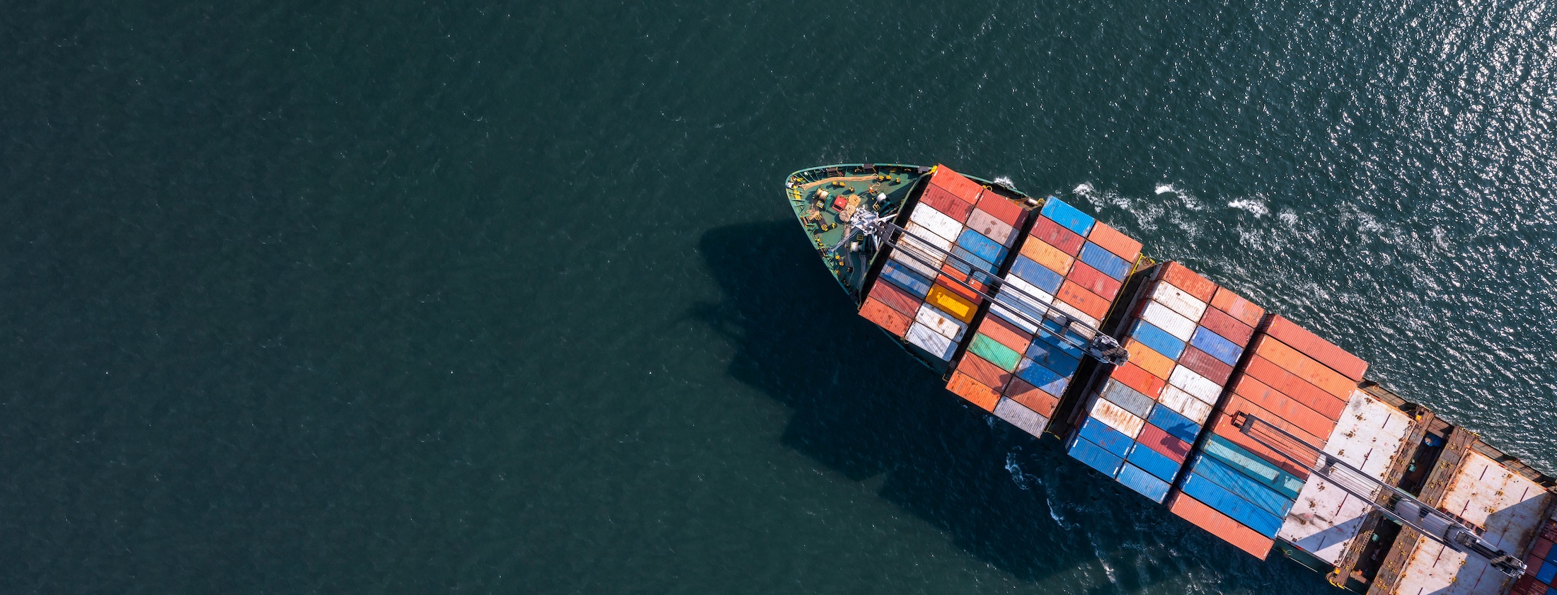 Aerial view container cargo ship maritime carrying container, Global business import export logistic freight shipping transportation international by container cargo ship, Container fright shipping.