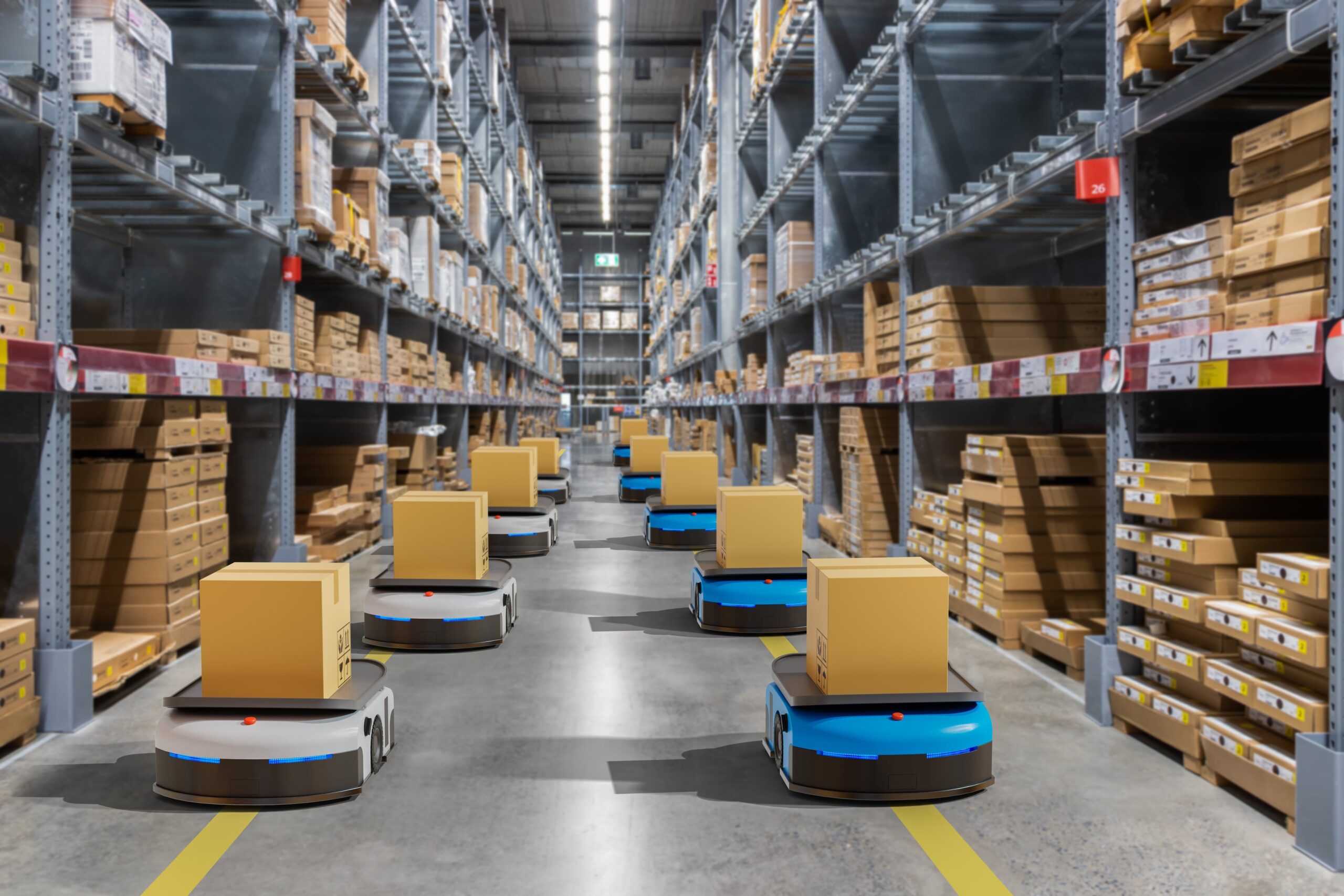 Autonomous,Robot,Delivery,In,Warehouses,With,5g,Wireless,Connection,,Smart