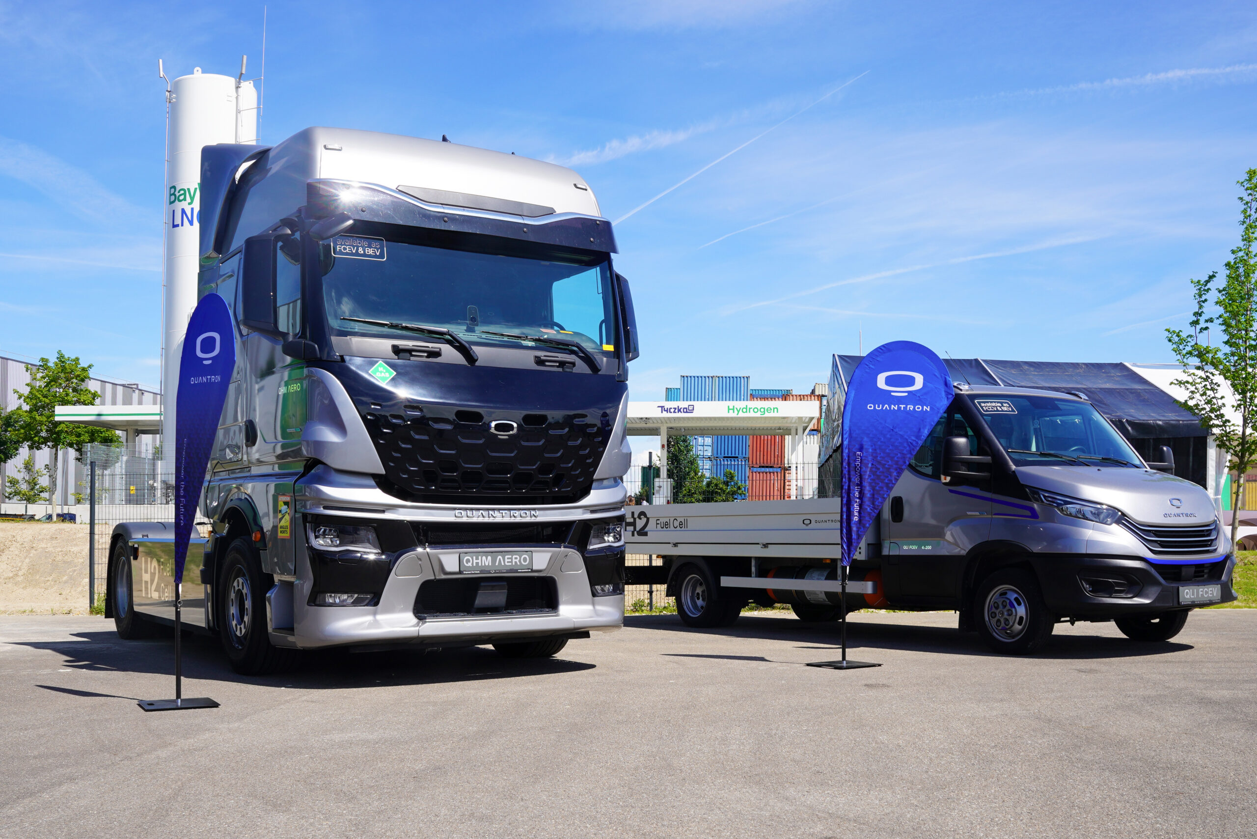 Neue H2-Tankstelle im GVZ Augsburg versorgt QUANTRON-Lkw